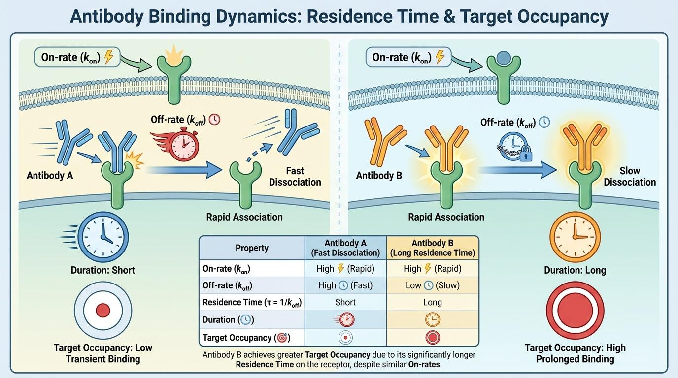 항체 Off-rate 기반 타깃 점유율 비교 인포그래픽