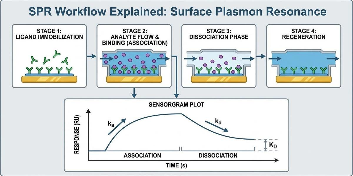 단백질 상호작용 SPR 분석 인포그래픽