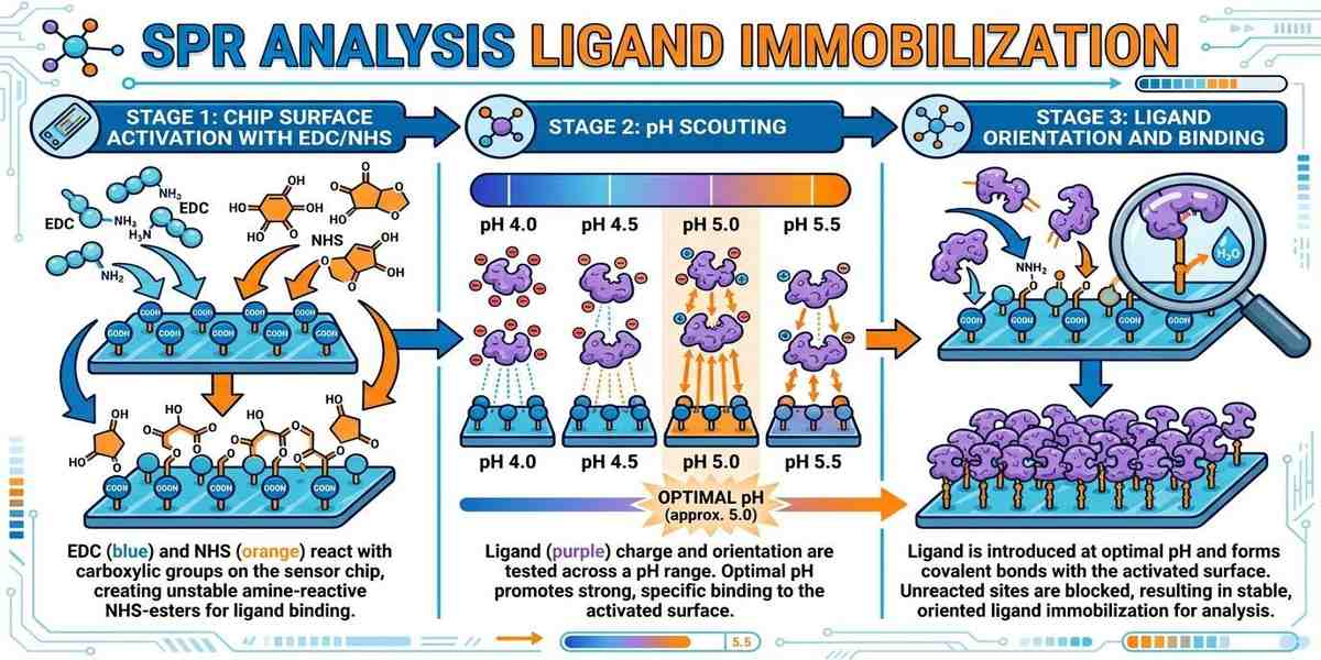 SPR 분석 리간드 고정 인포그래픽