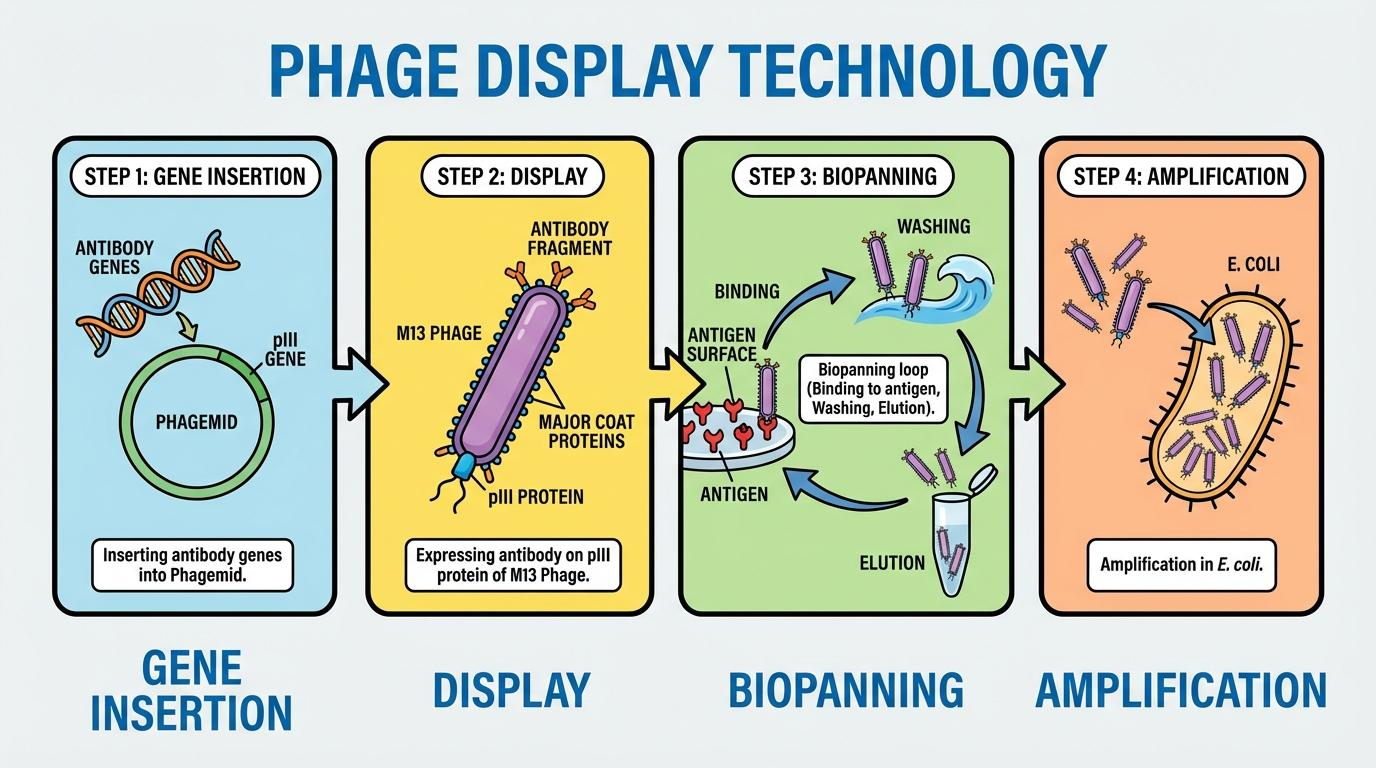 M13 Phage Display and Antibody Library Construction Process