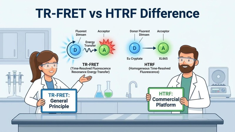 TR-FRET HTRF 차이 원리 비교 및 FRET KD 측정 인포그래픽