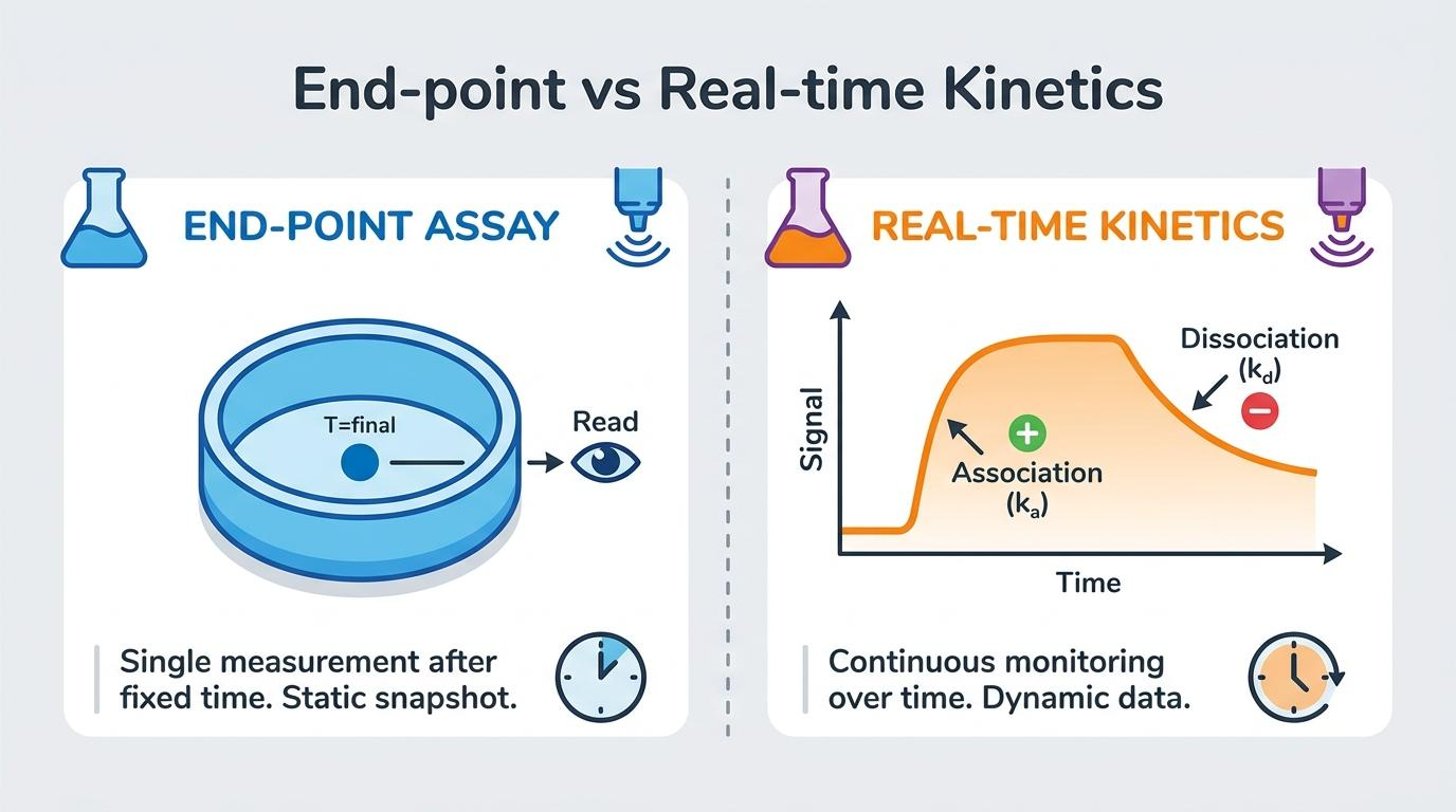 End-point vs Real-time Kinetics 비교 인포그래픽