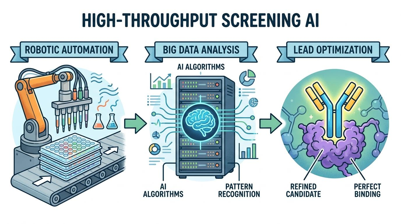High-throughput screening automation infographic concept