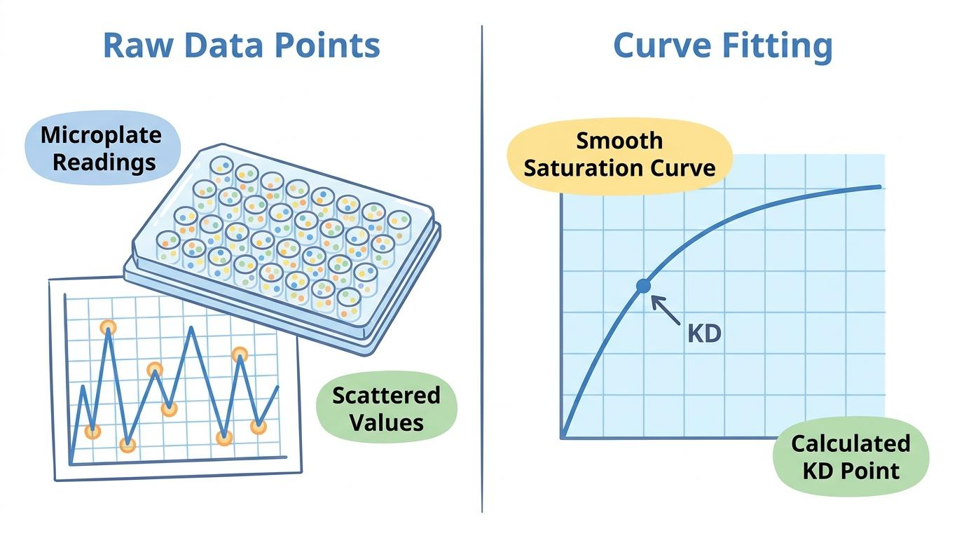 Plate reader 데이터 포인트와 Curve fitting 결과 비교 이미지