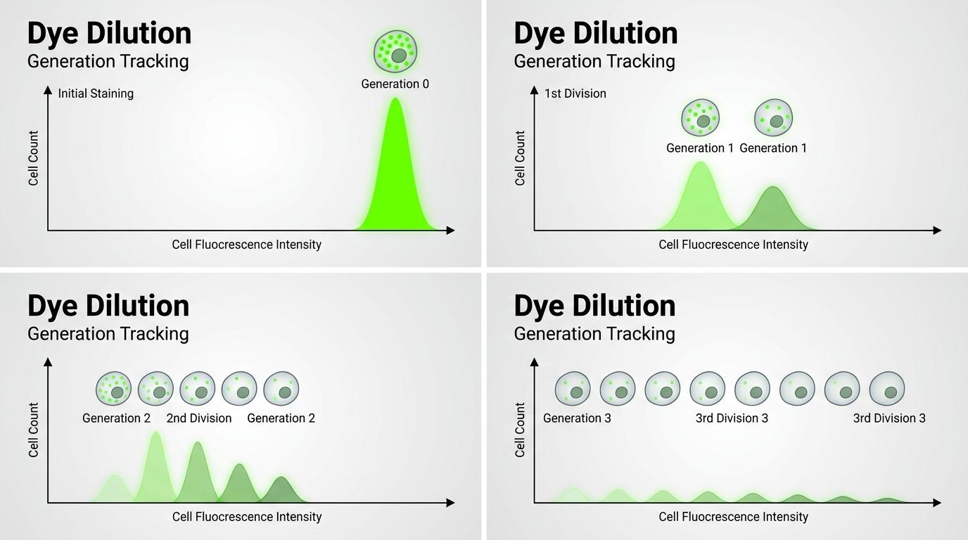 CFSE Dye Dilution 원리 이미지