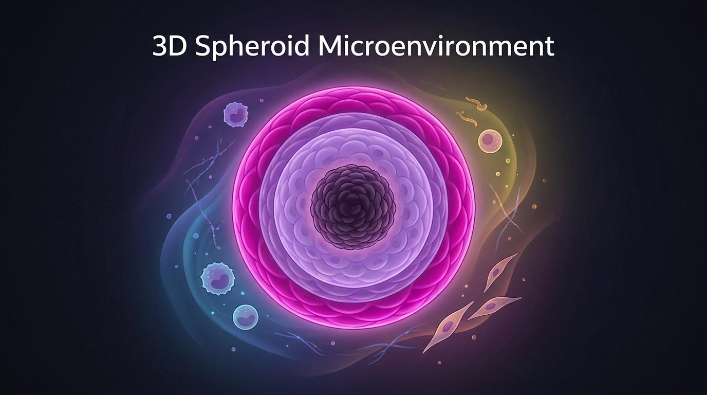 2D 세포배양과 3D 스페로이드 구조 비교