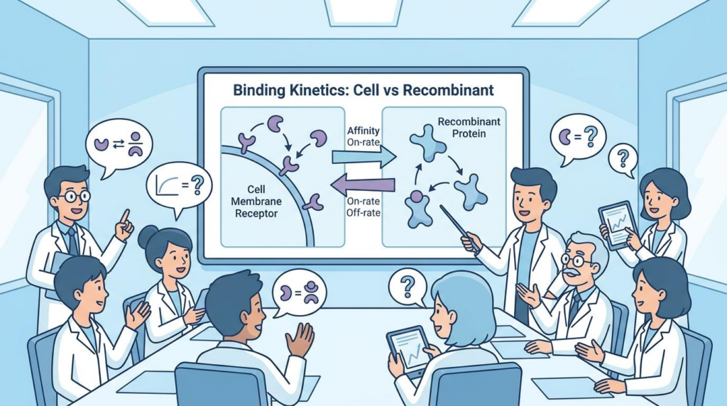 binding kinetics cell vs recombinant