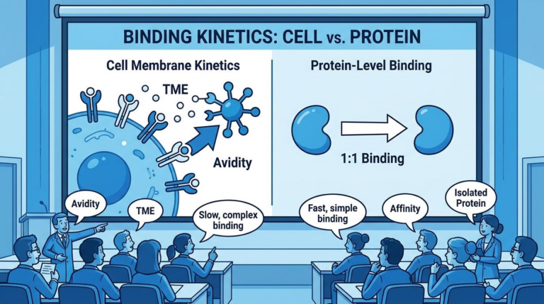 binding kinetics cell vs protein