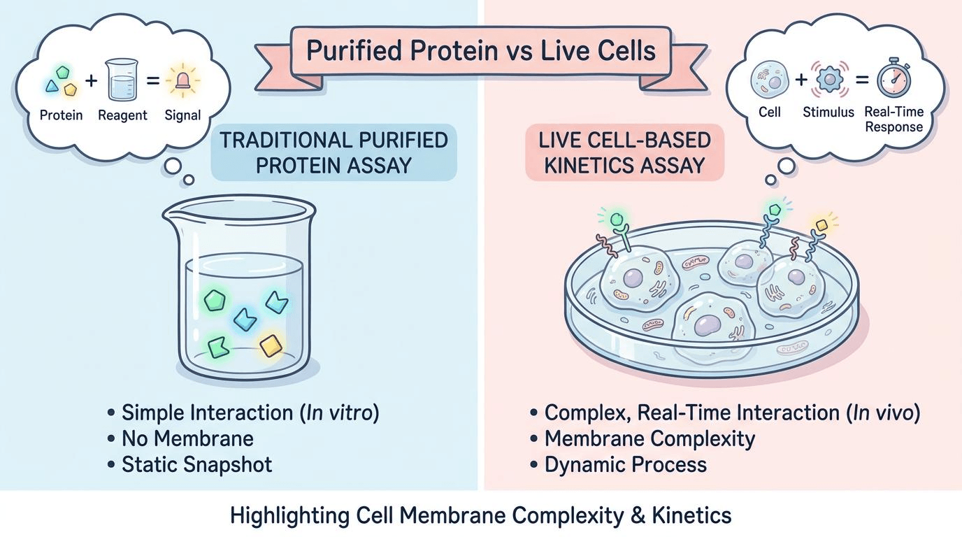 Cell-free 분석과 Cell-based 분석 비교 인포그래픽