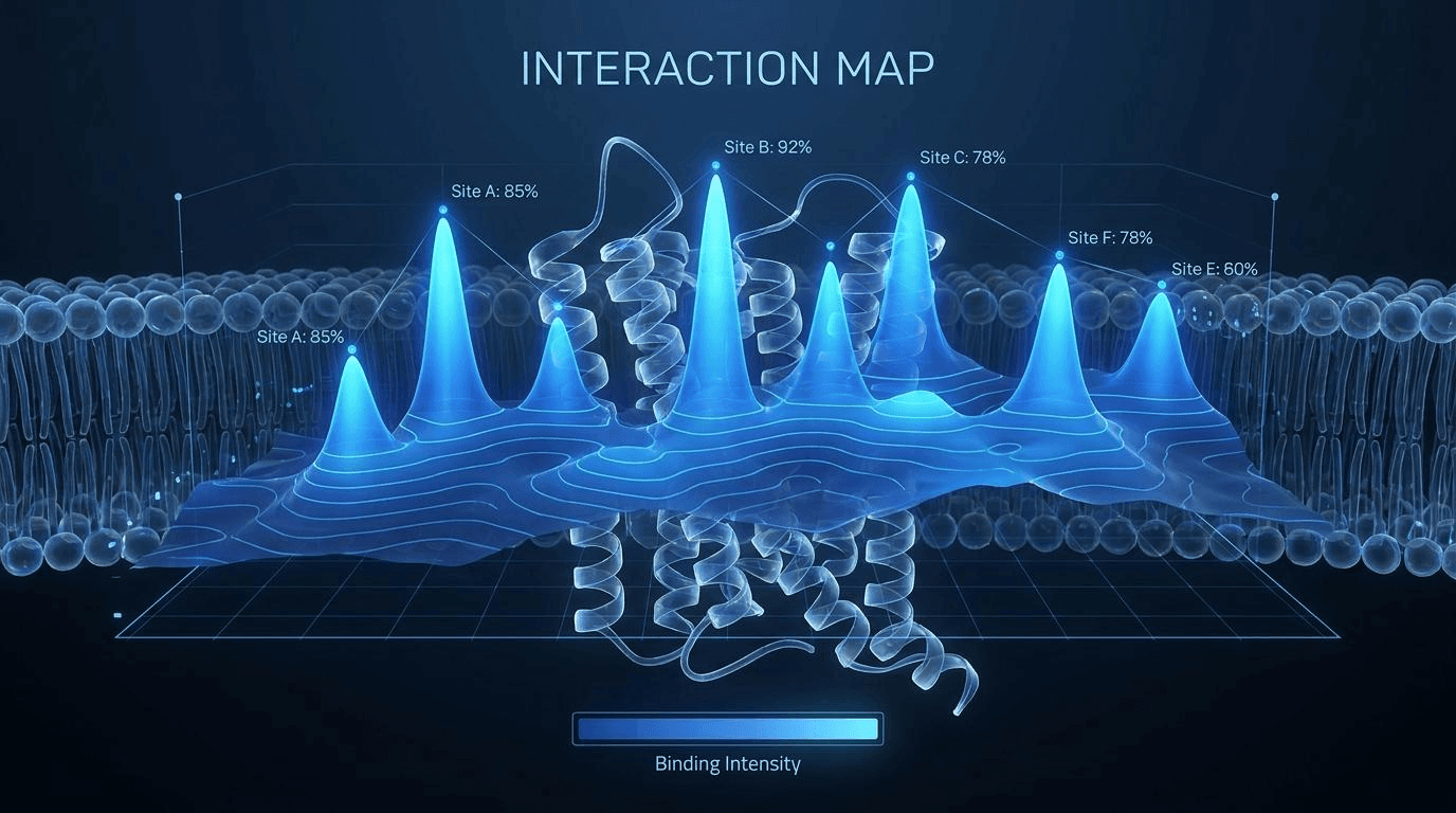 LigandTracer Interaction Map을 통해 수용체의 이질적 결합 상태를 분석하는 2차원 시각화 그래프